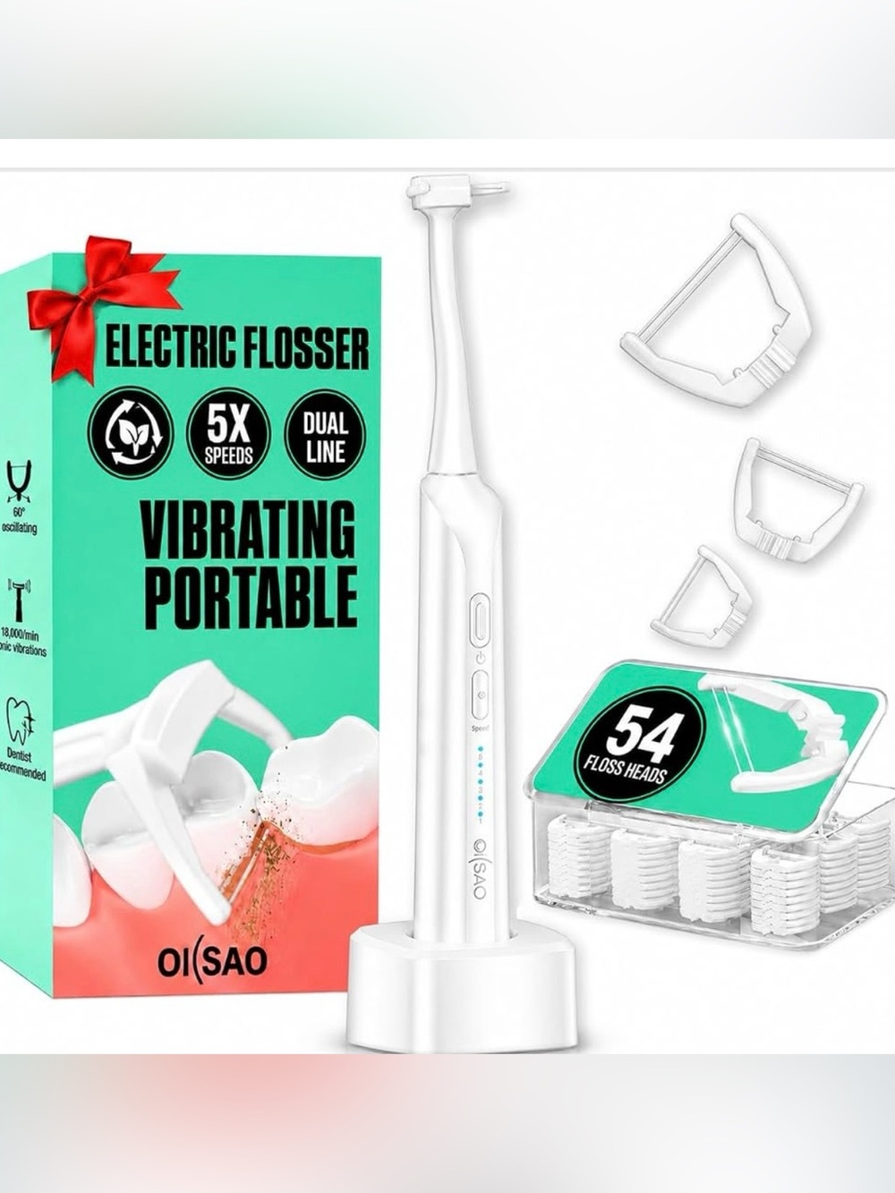 Electric Flosser (dual line& gentle) power flosser starter kit with 54 refill